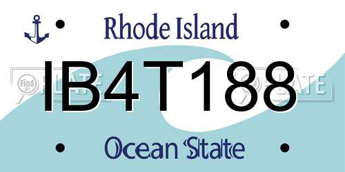 IB4T188 Rhode Island License Plate