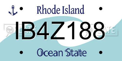 IB4Z188 Rhode Island License Plate