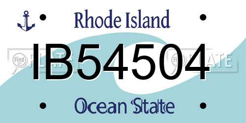 IB54504 Rhode Island License Plate