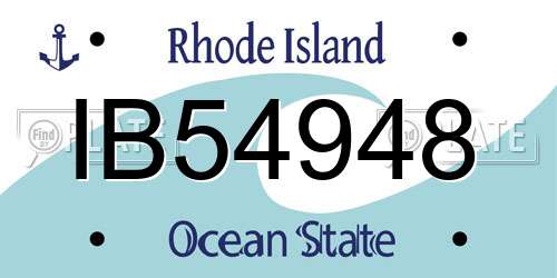IB54948 Rhode Island License Plate