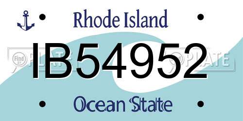 IB54952 Rhode Island License Plate
