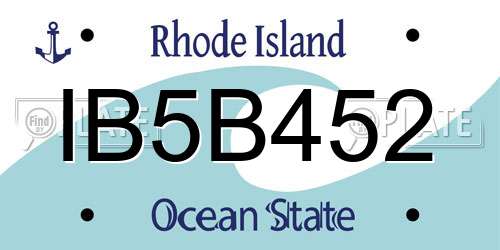 IB5B452 Rhode Island License Plate