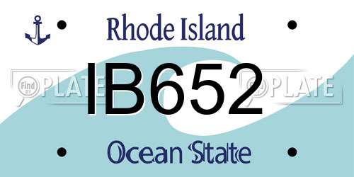 IB652 Rhode Island License Plate