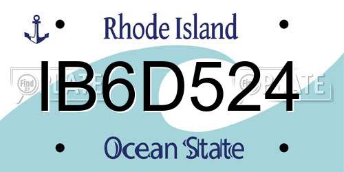 IB6D524 Rhode Island License Plate