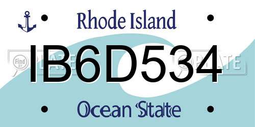 IB6D534 Rhode Island License Plate
