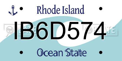IB6D574 Rhode Island License Plate