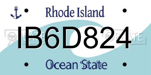 IB6D824 Rhode Island License Plate