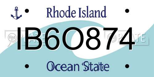 IB6O874 Rhode Island License Plate