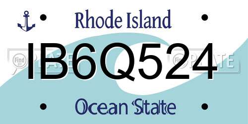 IB6Q524 Rhode Island License Plate