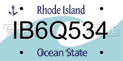 IB6Q534 Rhode Island License Plate