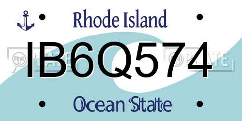 IB6Q574 Rhode Island License Plate