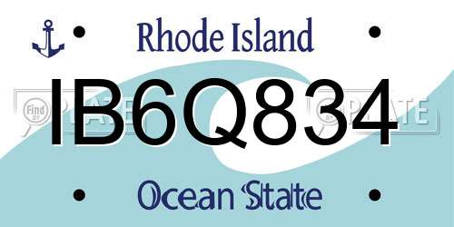 IB6Q834 Rhode Island License Plate