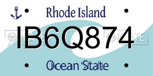IB6Q874 Rhode Island License Plate