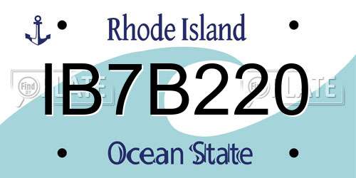 IB7B220 Rhode Island License Plate