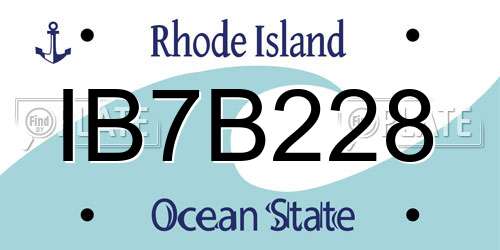 IB7B228 Rhode Island License Plate