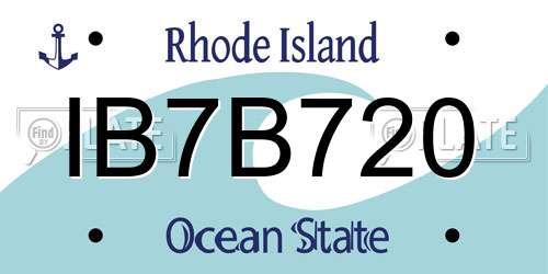 IB7B720 Rhode Island License Plate