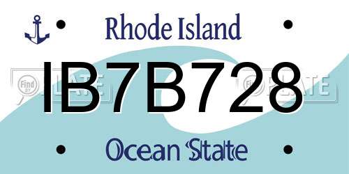 IB7B728 Rhode Island License Plate