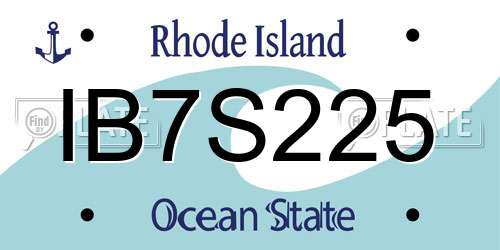 IB7S225 Rhode Island License Plate