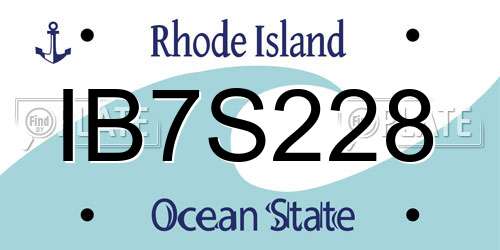 IB7S228 Rhode Island License Plate