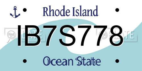 IB7S778 Rhode Island License Plate