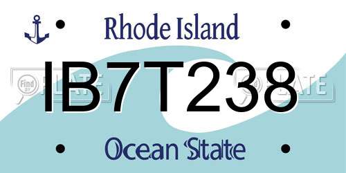 IB7T238 Rhode Island License Plate