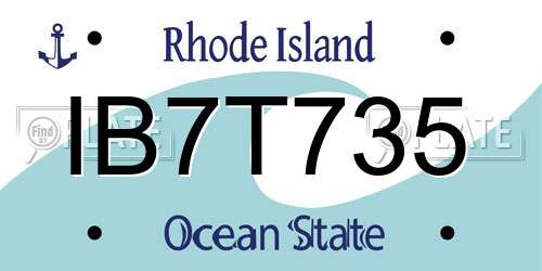 IB7T735 Rhode Island License Plate
