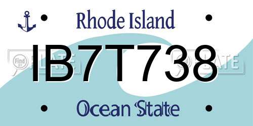 IB7T738 Rhode Island License Plate