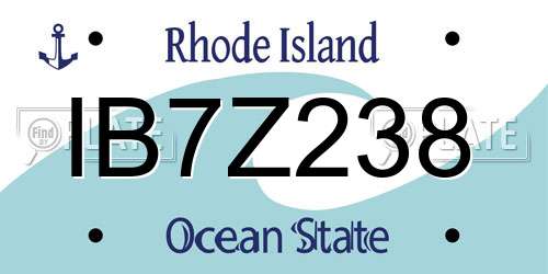 IB7Z238 Rhode Island License Plate