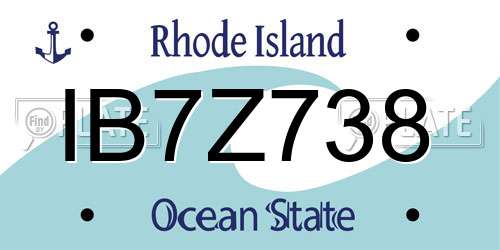IB7Z738 Rhode Island License Plate