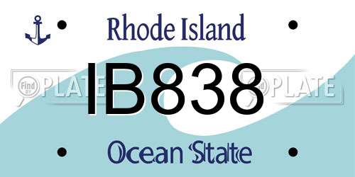 IB838 Rhode Island License Plate