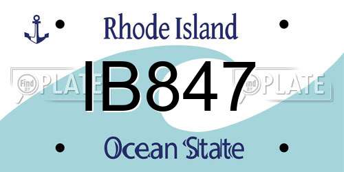IB847 Rhode Island License Plate
