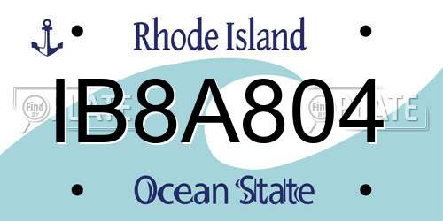 IB8A804 Rhode Island License Plate