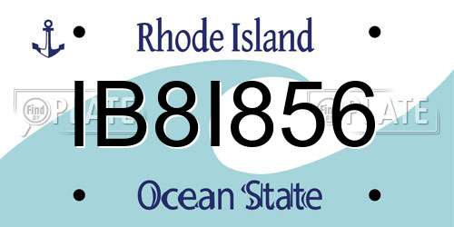 IB8I856 Rhode Island License Plate