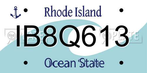 IB8Q613 Rhode Island License Plate