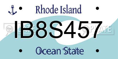 IB8S457 Rhode Island License Plate