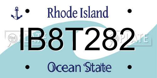 IB8T282 Rhode Island License Plate