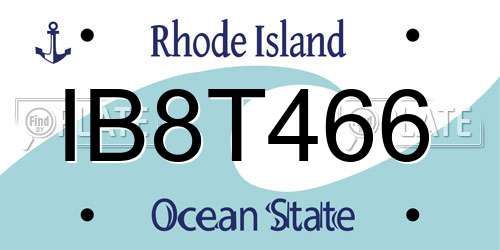 IB8T466 Rhode Island License Plate