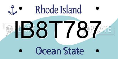IB8T787 Rhode Island License Plate
