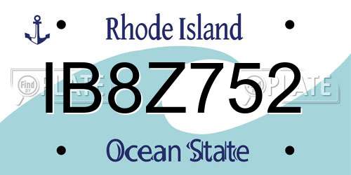 IB8Z752 Rhode Island License Plate