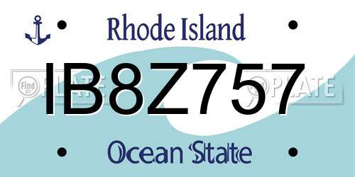 IB8Z757 Rhode Island License Plate