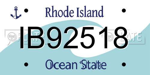 IB92518 Rhode Island License Plate