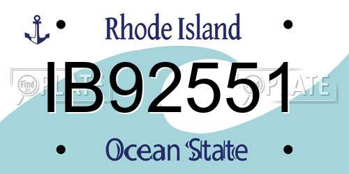 IB92551 Rhode Island License Plate