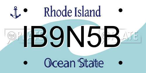 IB9N5B Rhode Island License Plate