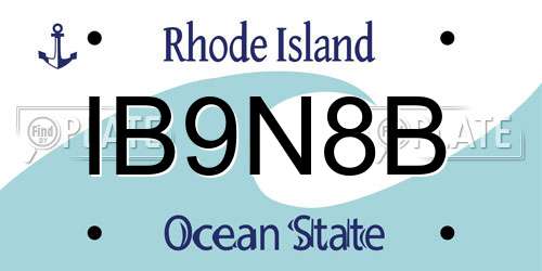IB9N8B Rhode Island License Plate