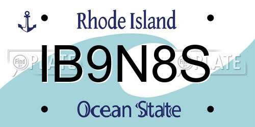 IB9N8S Rhode Island License Plate