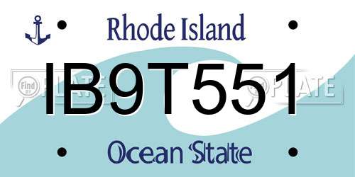 IB9T551 Rhode Island License Plate