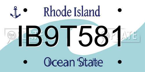 IB9T581 Rhode Island License Plate