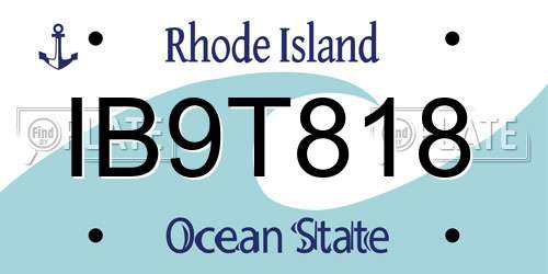 IB9T818 Rhode Island License Plate