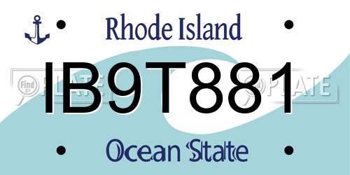 IB9T881 Rhode Island License Plate