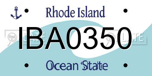 IBA0350 Rhode Island License Plate